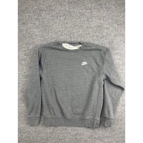 Nike Sweatshirt Mens Small Gray Crewneck Fleece Pullover Embroidered Swoosh - Picture 1 of 7